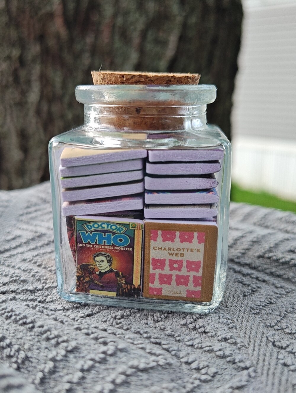 Small Cube Book Jar 45+ Miniature Books, Minis, Whimsical Home Decor - Picture 2 of 5